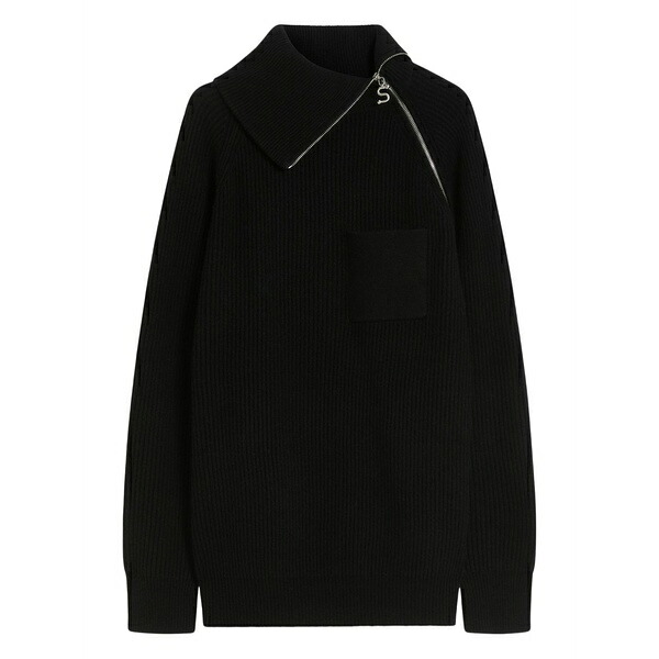 運動競技マックス レディース 編み物\u0026スウェーター アウター Zip sweater Black