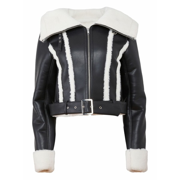 フレーデュマール レディース 上衣＆上衣 アウター Faux-fur collar belted jacket Black