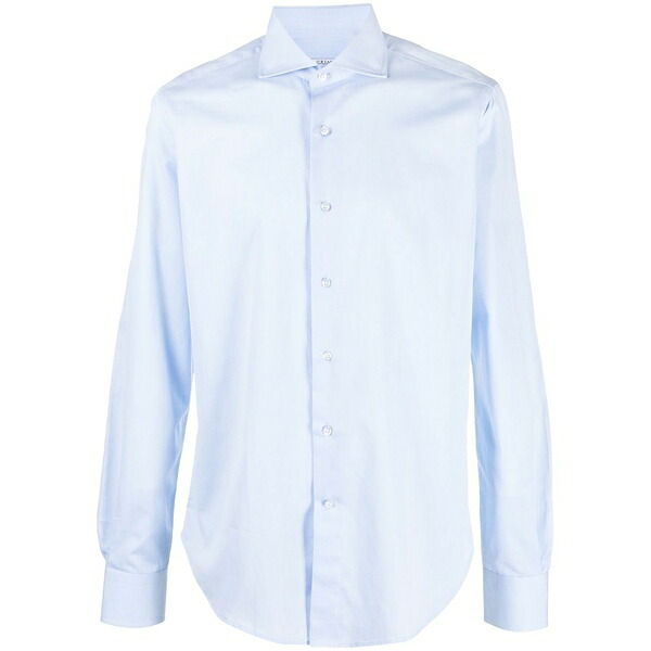 オリアン メンズ プルオーバー トップス Long-sleeve button-up shirt Blue