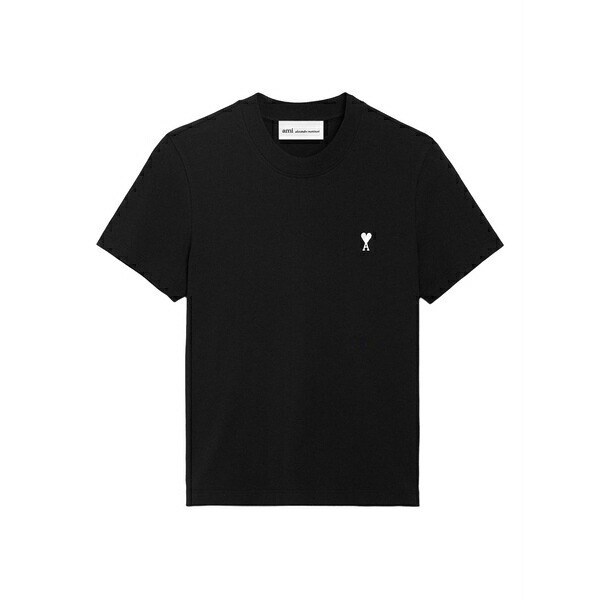 アミ レディース Tシャツ トップス Ami de coeur embroidered t-shirt Black｜asty