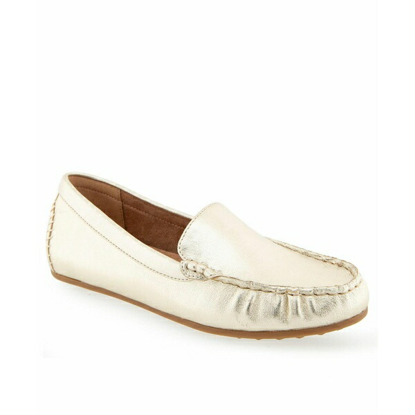 エアロソールズ レディース スリッポン・ローファー シューズ Women's Over Drive Driving Style Loafers Soft Gold Faux Leather画像