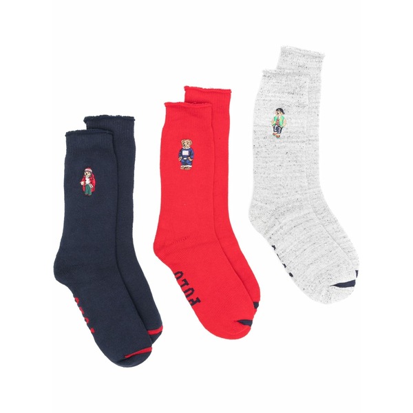 ラルフローレン メンズ ソックス アンダー御召しもの Polo bear socks (set of three) Blue