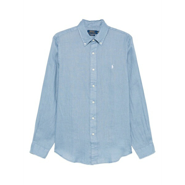 ラルフローレン メンズ シャツ トップス Long-sleeve linen shirt Blue｜asty