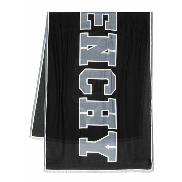 ジバンシー メンズ マフラー・ストール・スカーフ アクセサリー Logo-print lightweight scarf Black｜asty