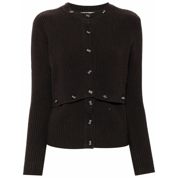 鍵を掛ける レディース ジレー アウター Multi buttons cardigan Brown