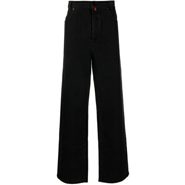 ゼロスリーツーシー メンズ デニムパンツ ボトムス Logo-patch straight-leg jeans Black｜asty
