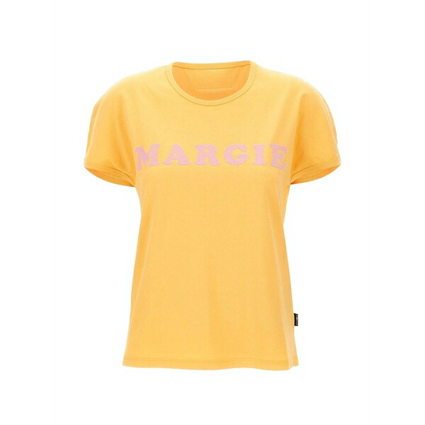 マルタンマルジェラ レディース Tシャツ トップス Logo-print t-shirt Yellow|asty