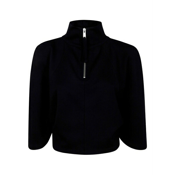 トム・Cr レディース プルオーバー トップス High-neck zip-front top Black
