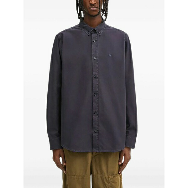 カーハート メンズ シャツ トップス Bolton logo-embroidered shirt Blue｜asty 23,616円