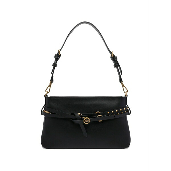 ピンコ レディース ショルダーバッグ 御徒面子 Logo-detail shoulder bag Black