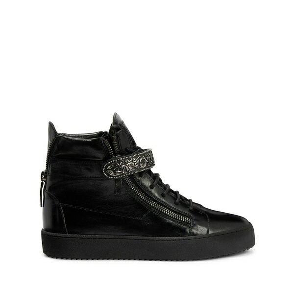 ジュゼッペザノッティ メンズ スニーカー シューズ Coby deluxe leather single-strap mid-top sneakers Black｜asty