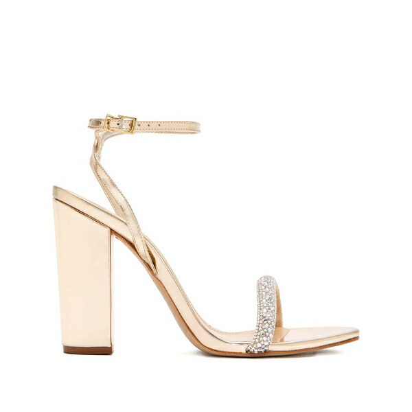 シュッツ レディース サンダル シューズ 115mm crystal-embellished block-heel sandals Gold|asty
