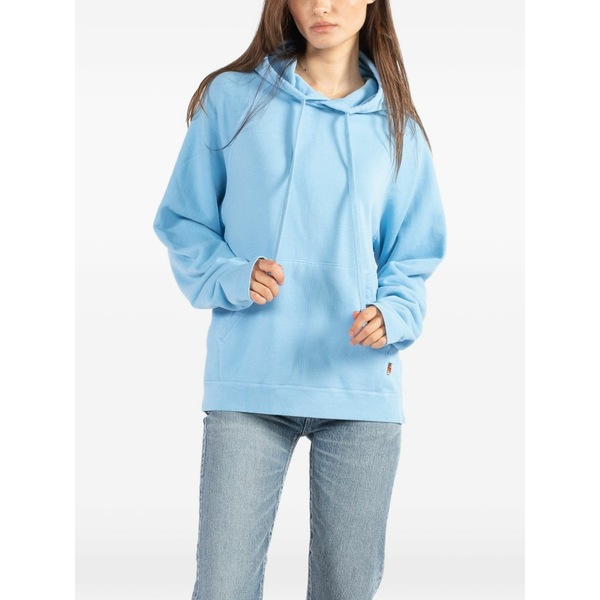 無償性シティ レディース パーカー・スウェットシャツ アウター Drawstring hooded hoodie Blue
