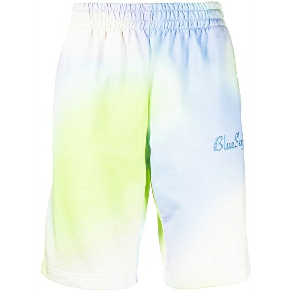 青色 天の原 はたご屋 メンズ 心地好いズボン下 ボトムス Embroidered-logo tie-dye shorts Blue メンズファッション-ズボン・パンツ