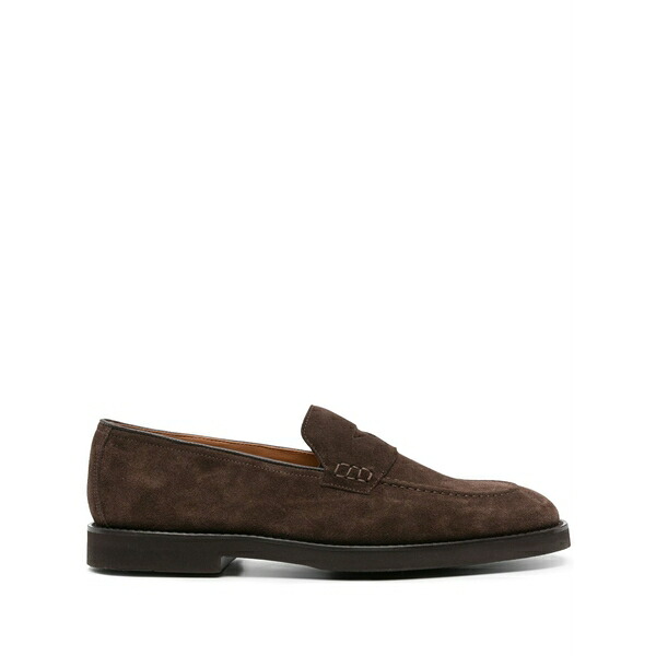 ドンカルズ メンズ スリッポン・ローファー シューズ Almond-toe suede loafers Brown｜asty