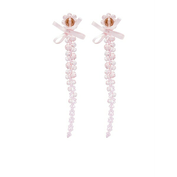 シモーネ・ロシャ レディース ピアス＆イヤリング アクセサリー Crystal-beaded bow earrings Pink｜asty