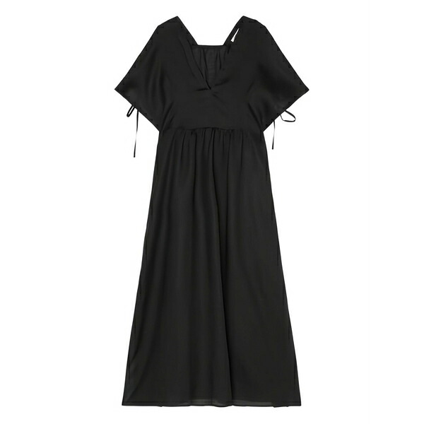 マルコポーロ レディース ワンピース トップス Tie-detail short-sleeves midi dress Black|asty