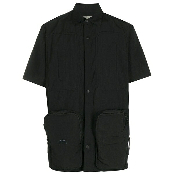 アコールドウォール メンズ シャツ トップス Short sleeved snap fastened shirt Black｜asty