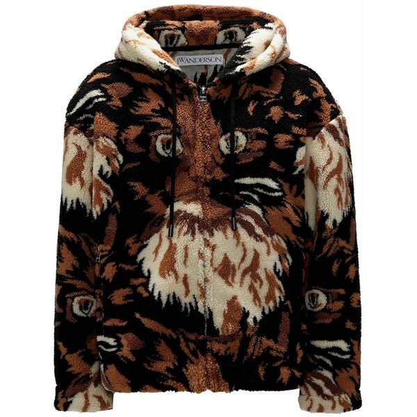 J.W.アンダーソン メンズ ジャケット＆ブルゾン アウター Graphic-print fleece jacket Brown｜asty