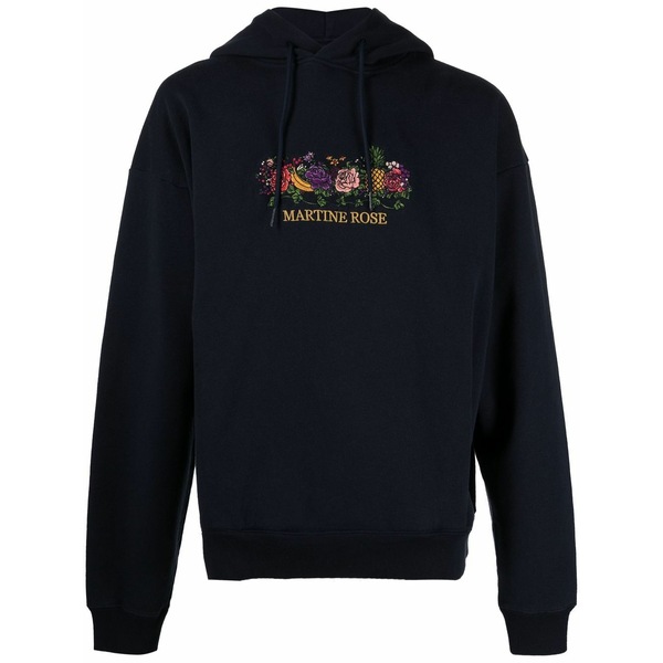 マーティン・サクラ色 メンズ パーカー・スウェットシャツ アウター Logo-embroidered drawstring hoodie Blue パーカー-メンズファッション-トップス