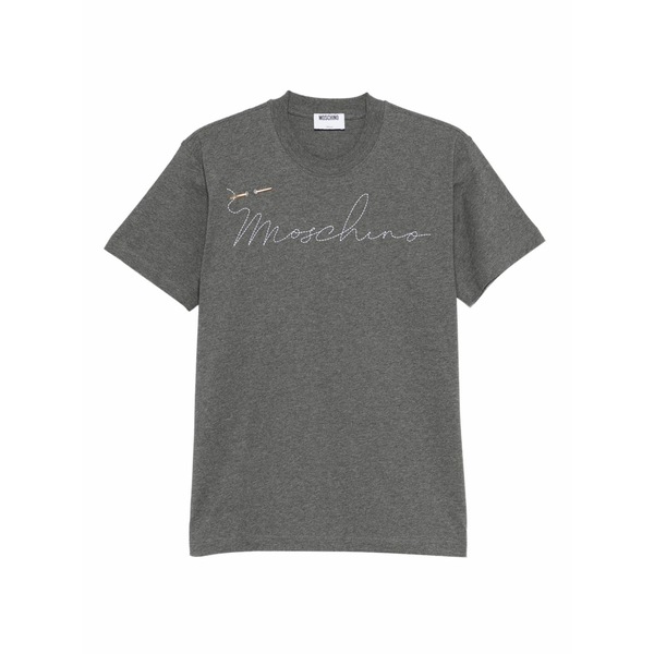 モスキーノ レディース プルオーバー トップス Signature t-shirt Grey