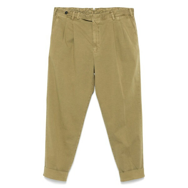 PTトリノ メンズ カジュアルパンツ ボトムス Pleat-detail trousers Green|asty