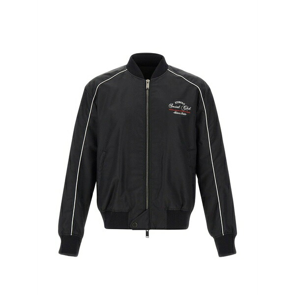 アイスバーグ メンズ ジャケット&ブルゾン アウター Logo-detail zip-up bomber jacket Black|asty