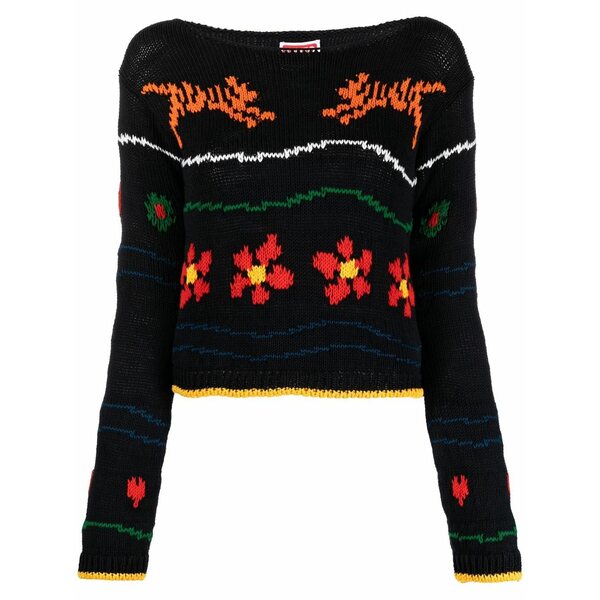 ケンゾー レディース 編み物\u0026スウェーター アウター Intarsia-knit design jumper Black