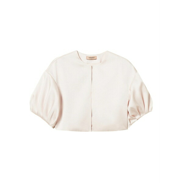 ツインセット レディース ジャケット&ブルゾン アウター Duchess-satin puff-sleeve jacket Pink|asty