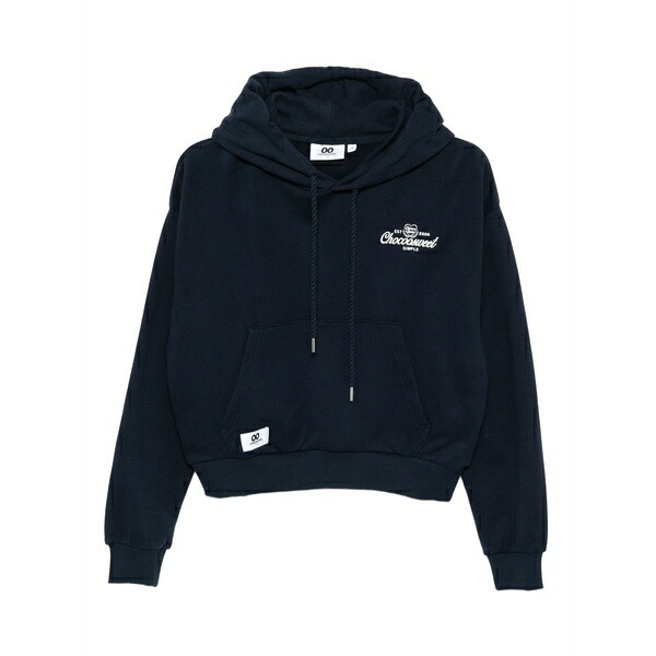 チョコレート レディース パーカー・スウェットシャツ アウター Logo-embroidered hoodie Blue|asty