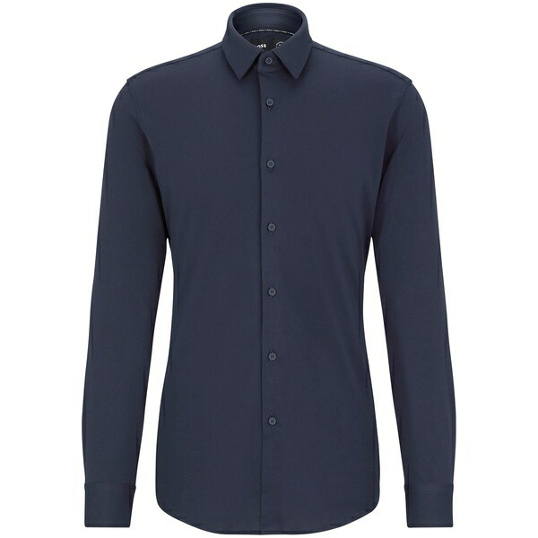 ボス メンズ シャツ トップス Long-sleeve button-up shirt Blue｜asty