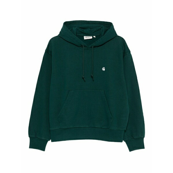 鉄道車両ハート型 レディース パーカー・スウェットシャツ アウター Logo-embroidered hoodie Green