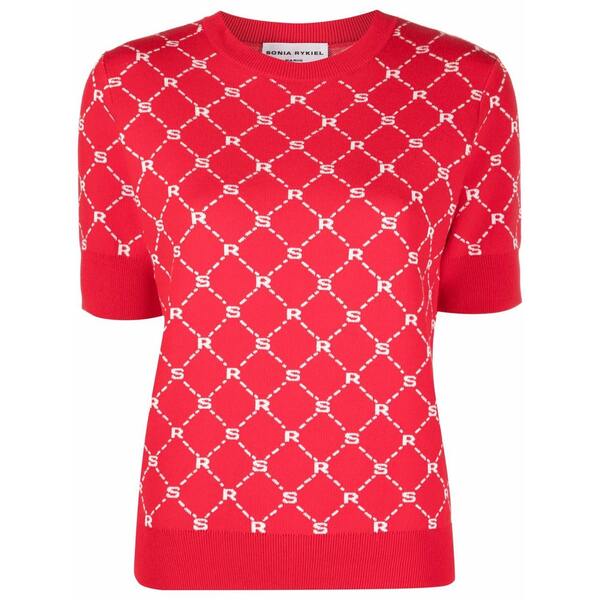 ソニアリキエル レディース プルオーバー トップス Monogram-pattern knitted top Red