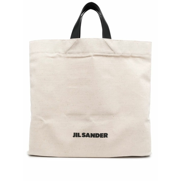 ジル・サンダー メンズ トートバッグ 御徒面子 Logo-print linen tote bag Neutrals