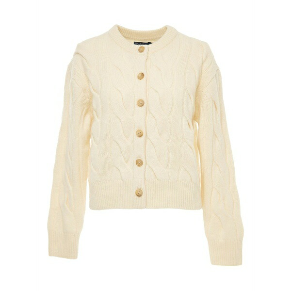 ラルフローレン レディース カーディガン アウター Cable-knit crew-neck cardigan Neutrals｜asty