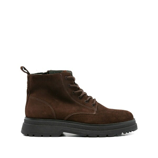 マルコポーロ メンズ ブーツ シューズ Lace-up suede biker boots Brown