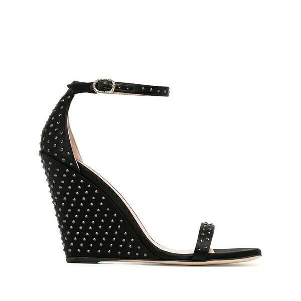 スチュアート ワイツマン レディース サンダル シューズ Nudistshine studded 100mm wedge sandals Black｜asty