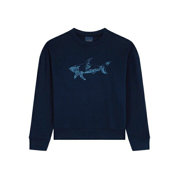 ポールアンドシャーク メンズ パーカー・スウェットシャツ アウター Shark-print sweatshirt Blue｜asty