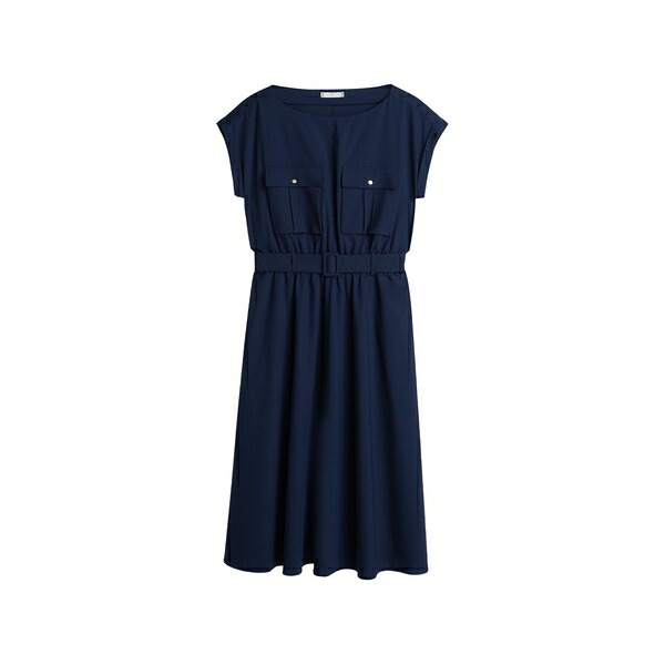 トミー ヒルフィガー レディース ワンピース トップス Patch-pocket belted midi dress Blue｜asty