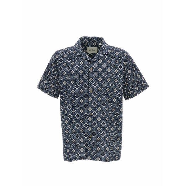 レ ドゥ メンズ シャツ トップス Lukas arabesque short-sleeve shirt Blue