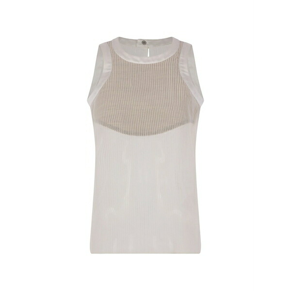 サカイ レディース Tシャツ トップス Pleated chiffon sleeveless top White｜asty