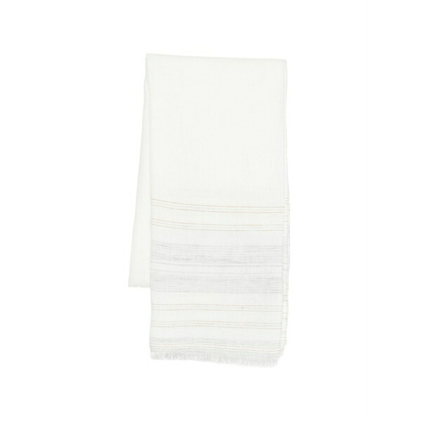 イレブンティ メンズ えり巻き・袈裟・えり巻き 付属物 Striped-pattern fringed scarf White