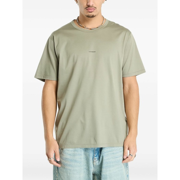 シーピーカンパニー メンズ Tシャツ トップス Logo-print short-sleeve t-shirt Grey|asty