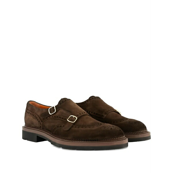 サントーニ メンズ 御召しものシューズ シューズ Double-buckles suede monk shoes Brown