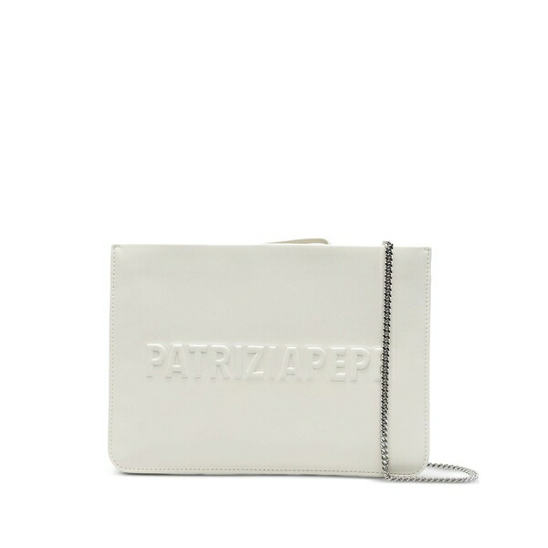 パトリツィア ペペ レディース クラッチペダル御徒面子 御徒面子 (im)perfection embossed-logo leather clutch bag White