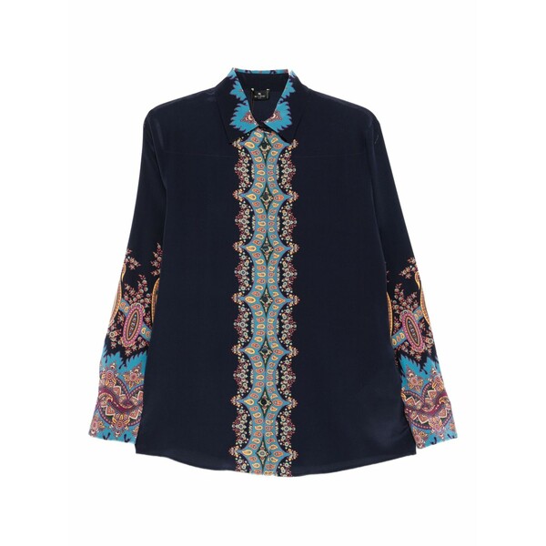 エトロ レディース シャツ トップス Paisley-print silk shirt Black|asty