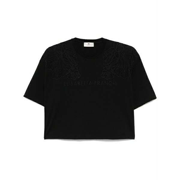 エリザベスフランキ レディース プルオーバー トップス Embroidered t-shirt Black