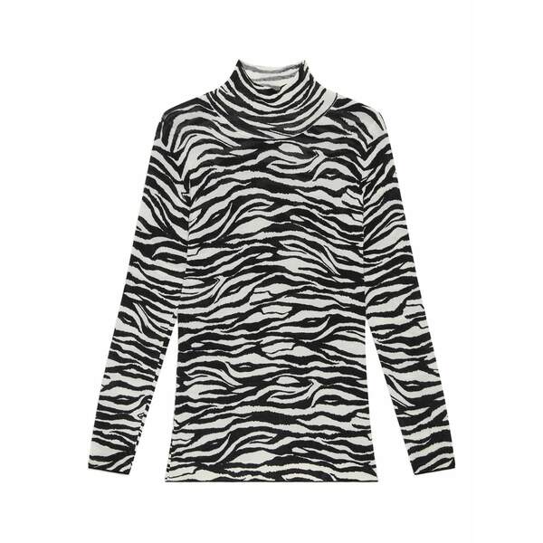 マリパルミ レディース ティーシャツ トップス Zebra-print mock-neck top White Tシャツ・カットソー-レディースファッション