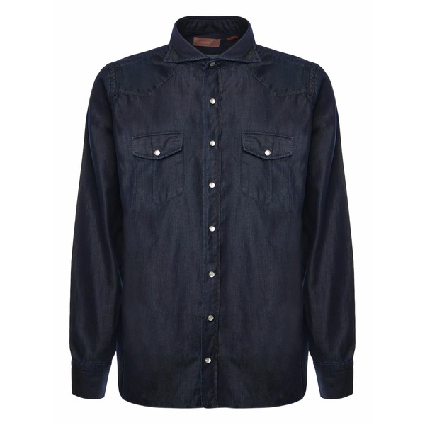 ボリエッロ メンズ プルオーバー トップス Chest-pocket denim shirt Blue