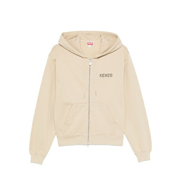ケンゾー レディース パーカー・スウェットシャツ アウター Logo-detail zip-up hoodie Neutrals
